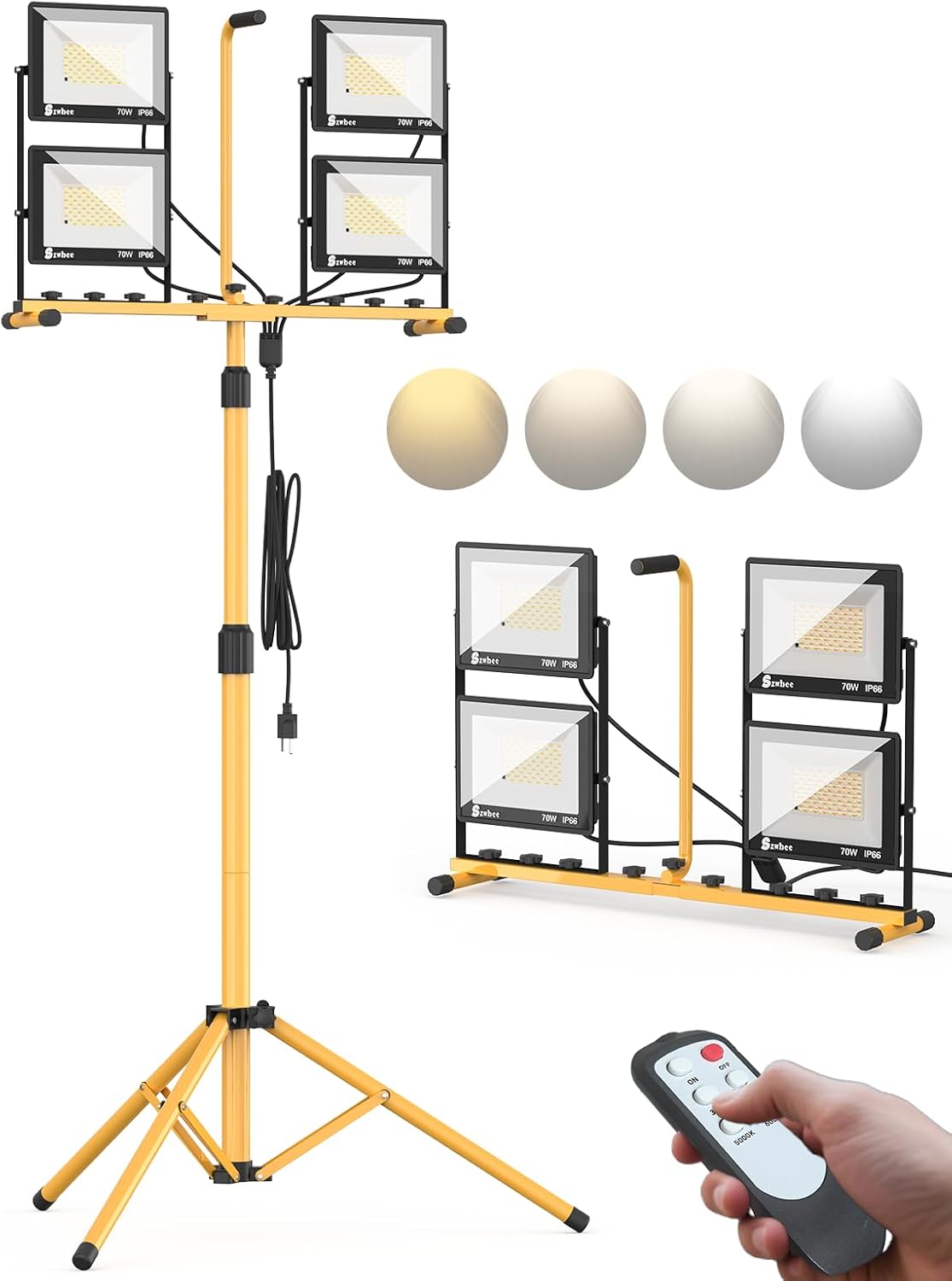 AUCT 13298 - $70 32000 Lumen LED Work Light with Stand & Remote, 4-Head 2