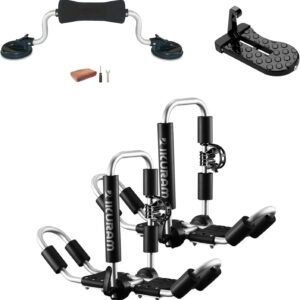AUCT 14058 - $170 Kayak Roof Rack, Aluminum Kayak Carrier Folding J-Style