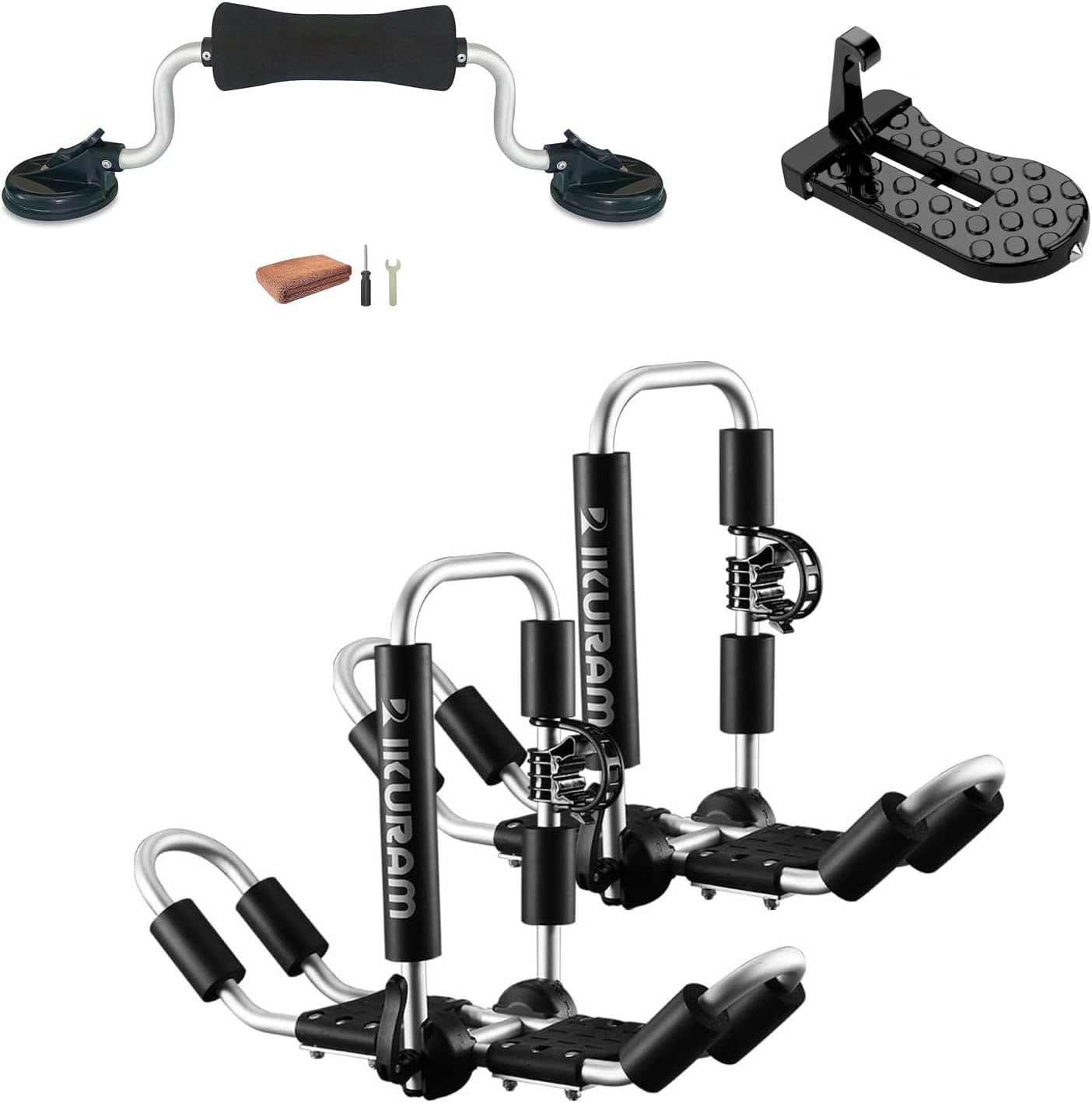 AUCT 14058 - $170 Kayak Roof Rack, Aluminum Kayak Carrier Folding J-Style
