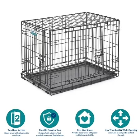 AUCT 14209 - $79 MidWest Double Door iCrate Metal Dog Crate, Includes Lea - Image 4