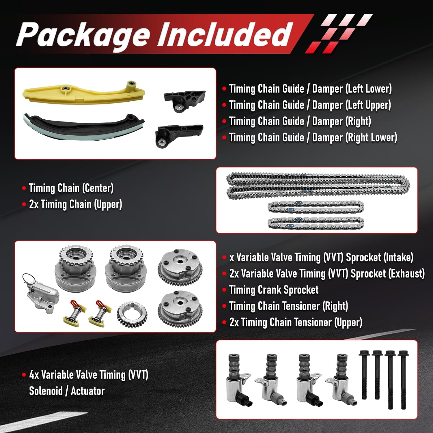 AUCT 14291 - $247 90738S Timing Chain Kit with Cam Timing Sprocket & 4Pcs - Image 3