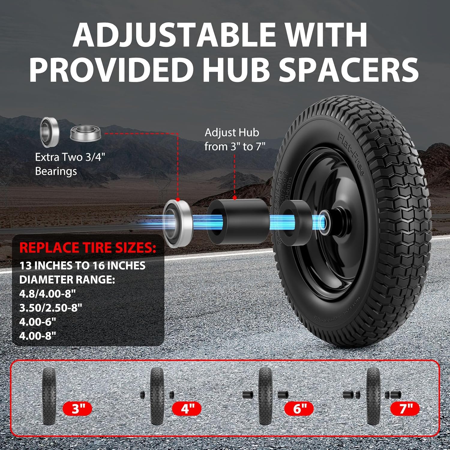 AUCT 13200 - $60 4.80/4.00-8" Flat-free Wheelbarrow Wheel and Tire - 14.5 - Image 3