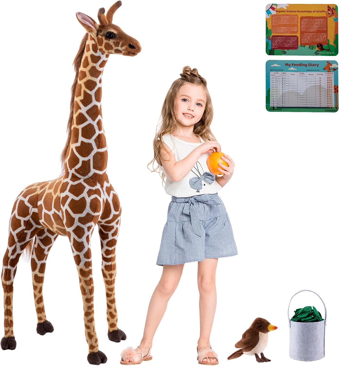 AUCT 13428 - $58 47" Large Giraffe Stuffed Animal Set, Giant Giraffe Plus