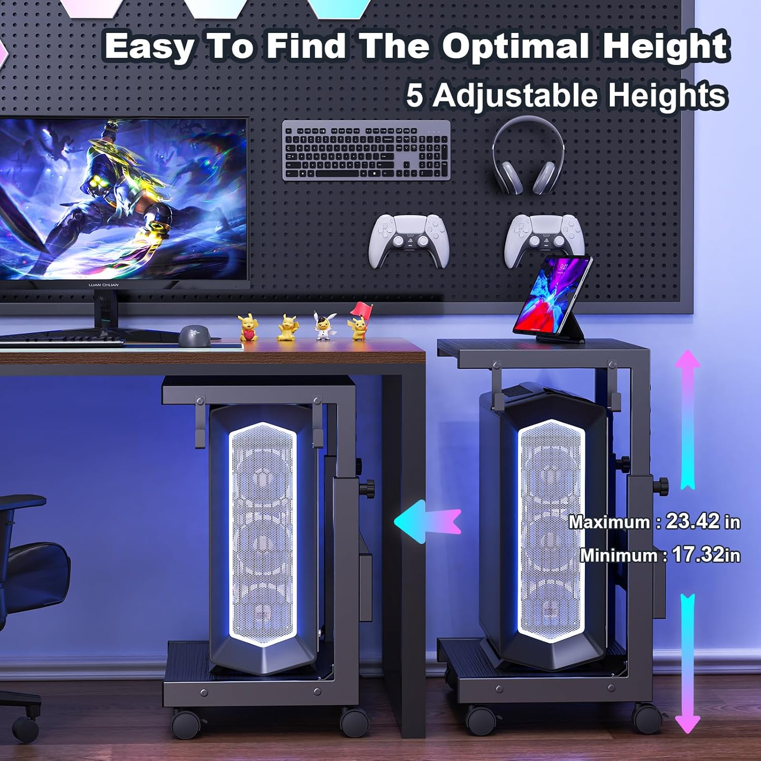 AUCT 13378 - $60 Computer Tower Stand with Charge Station and USB Chargin - Image 4