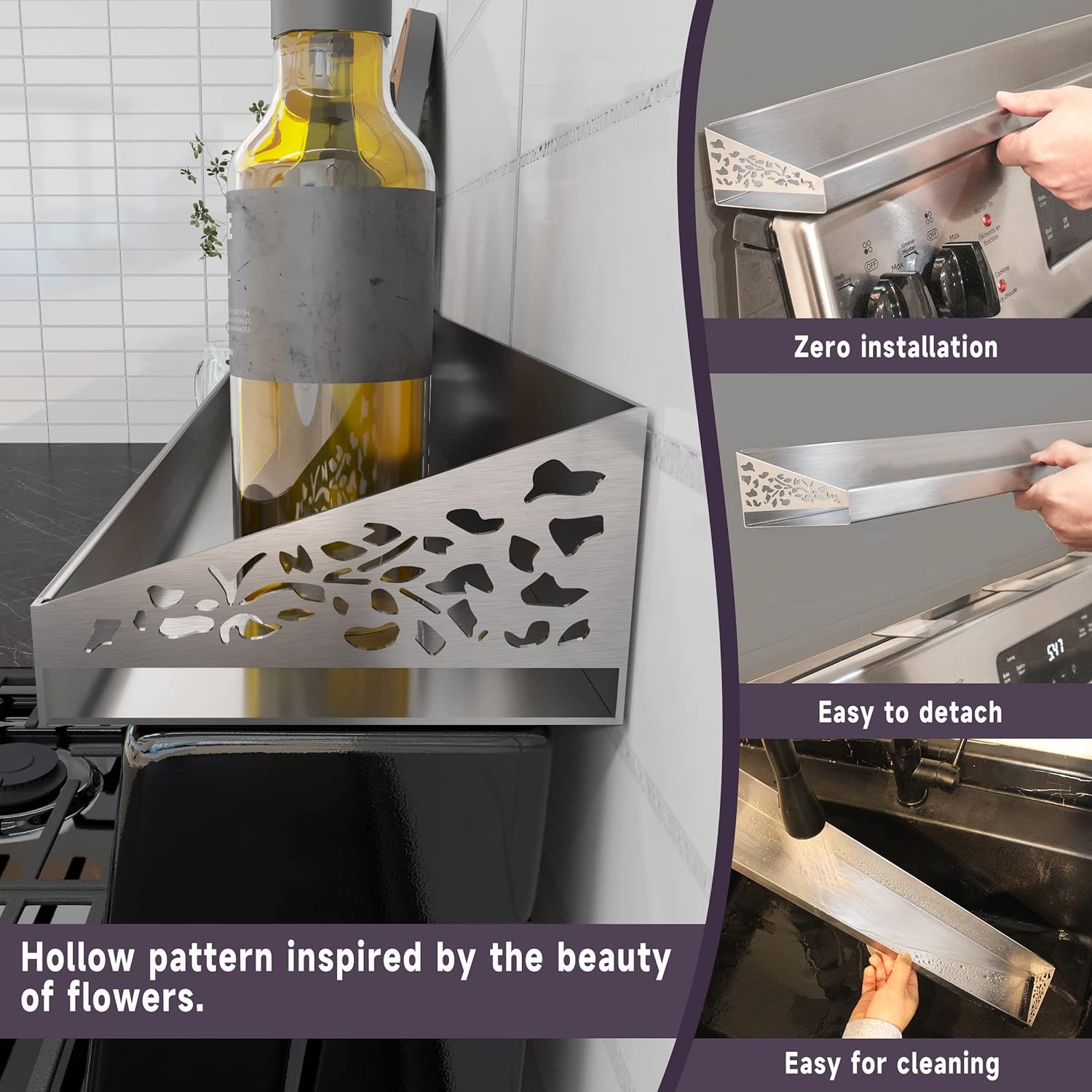 AUCT 12811 - STUTOV 30" Magnetic Stove Top Shelf Stainless Steel Spice - Image 4