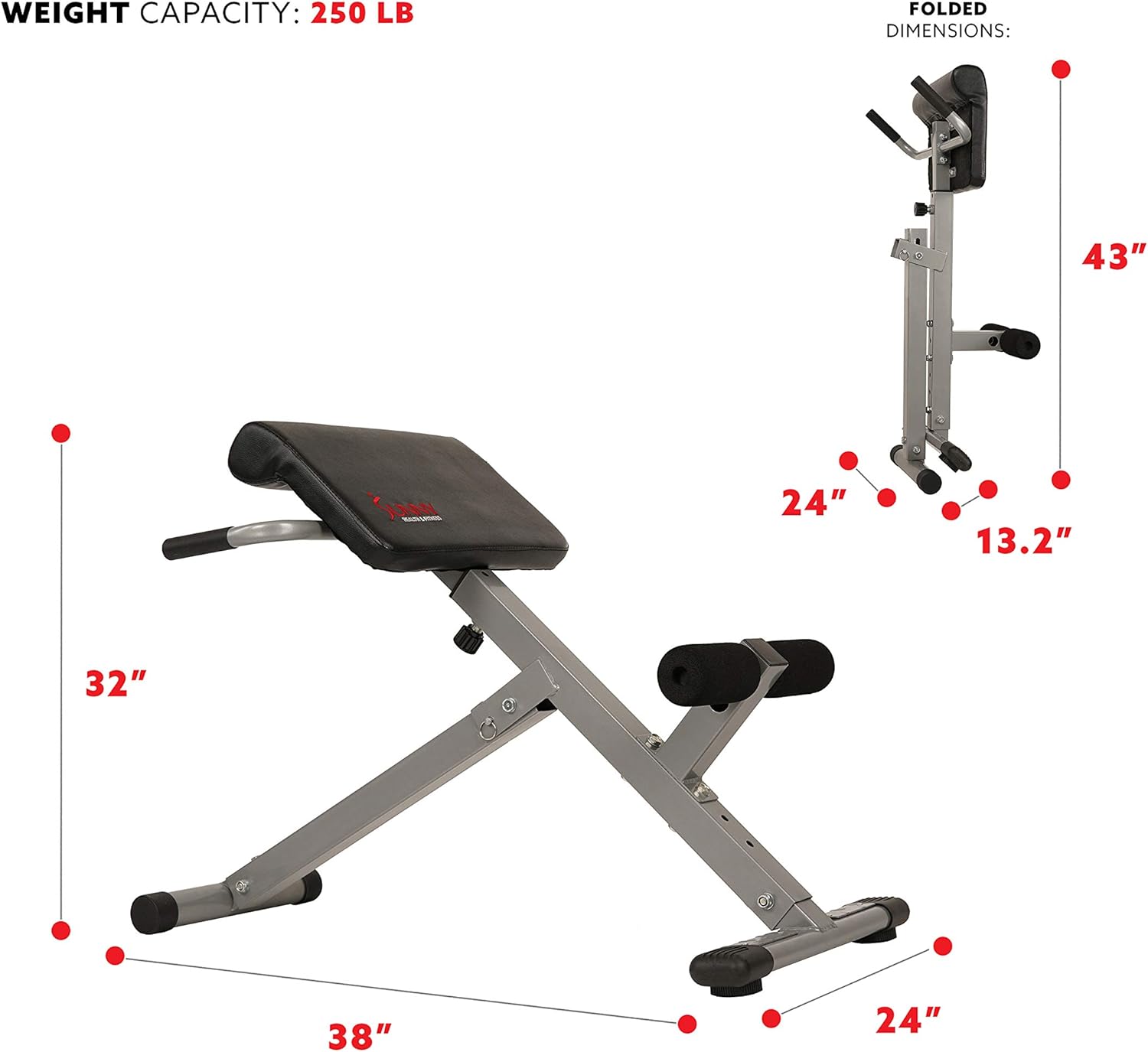 AUCT 14322 - $85 Sunny Health & Fitness Multi-Function Roman Chair with D - Image 4