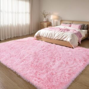 AUCT 13253 - KCHOWUA Pink Fluffy Area Rug for Girls' Bedroom, 5'x8' Machi