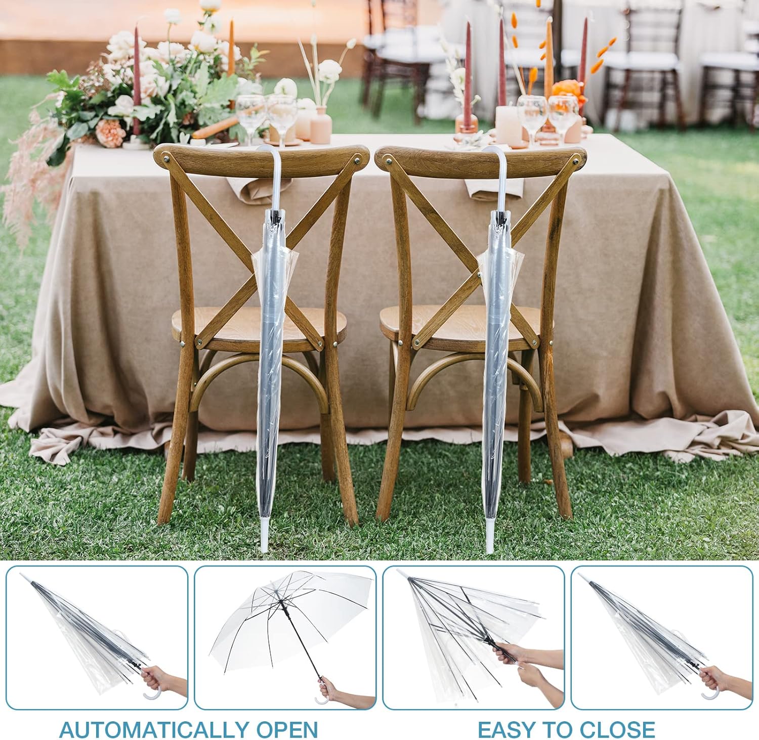 AUCT 13388 - $58 10 Pack Clear Wedding Umbrellas Auto Open Windproof Tran - Image 4