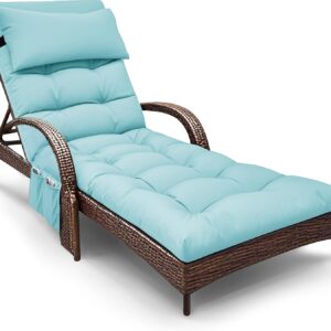 AUCT 13175 - $66 Outdoor Chaise Lounge Chair Cushion, Waterproof Outdoor