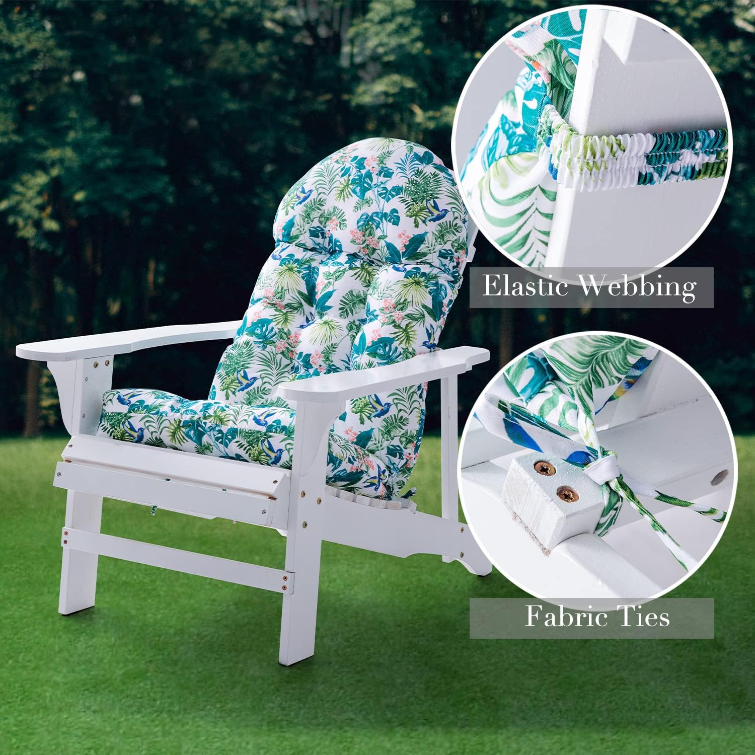 AUCT 13306 - $80 Enipate Tropical Print Adirondack Chair Cushions, Weathe - Image 2