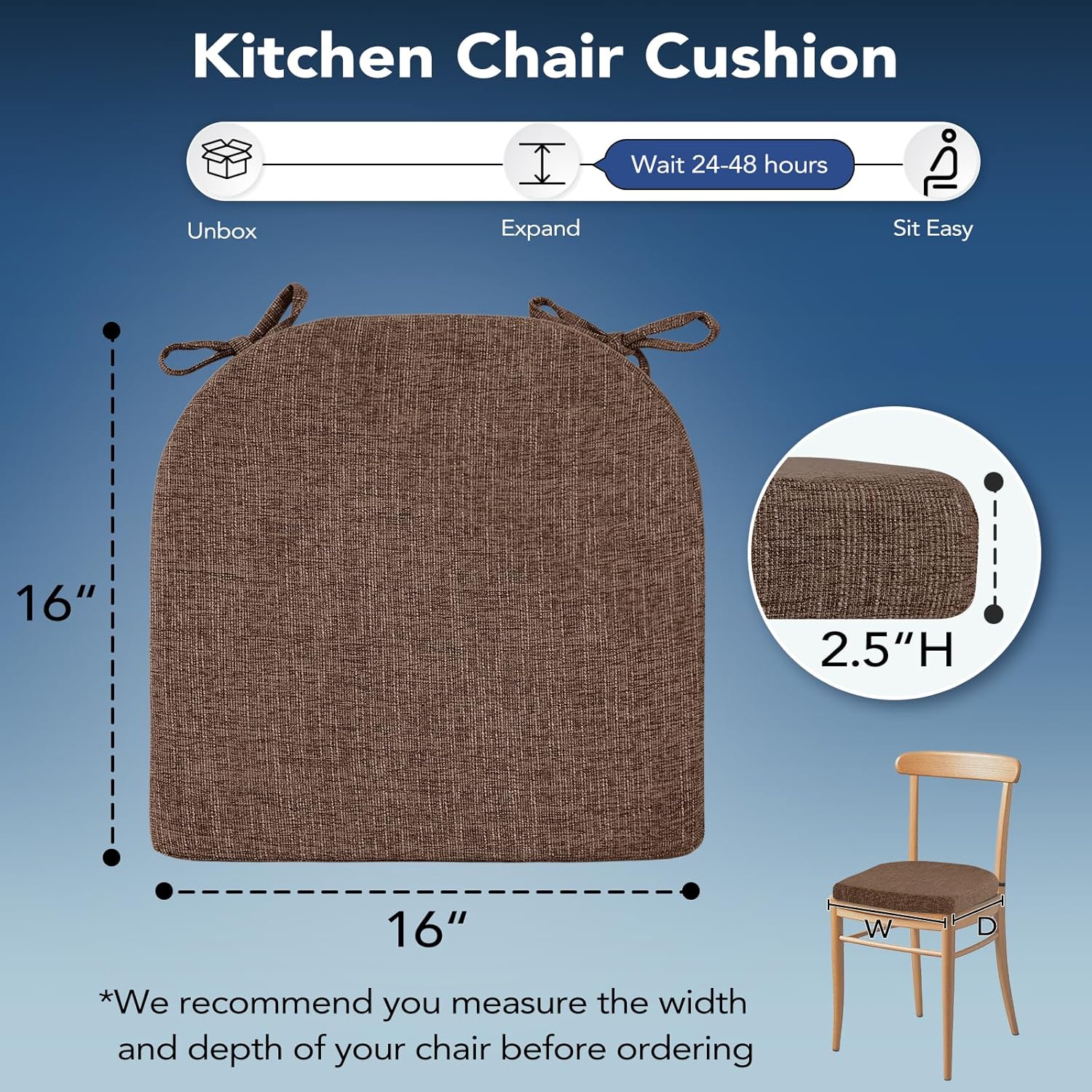 AUCT 13362 - $74 Chair Cushions for Dining Chairs, Non Slip Chair Pads wi - Image 2