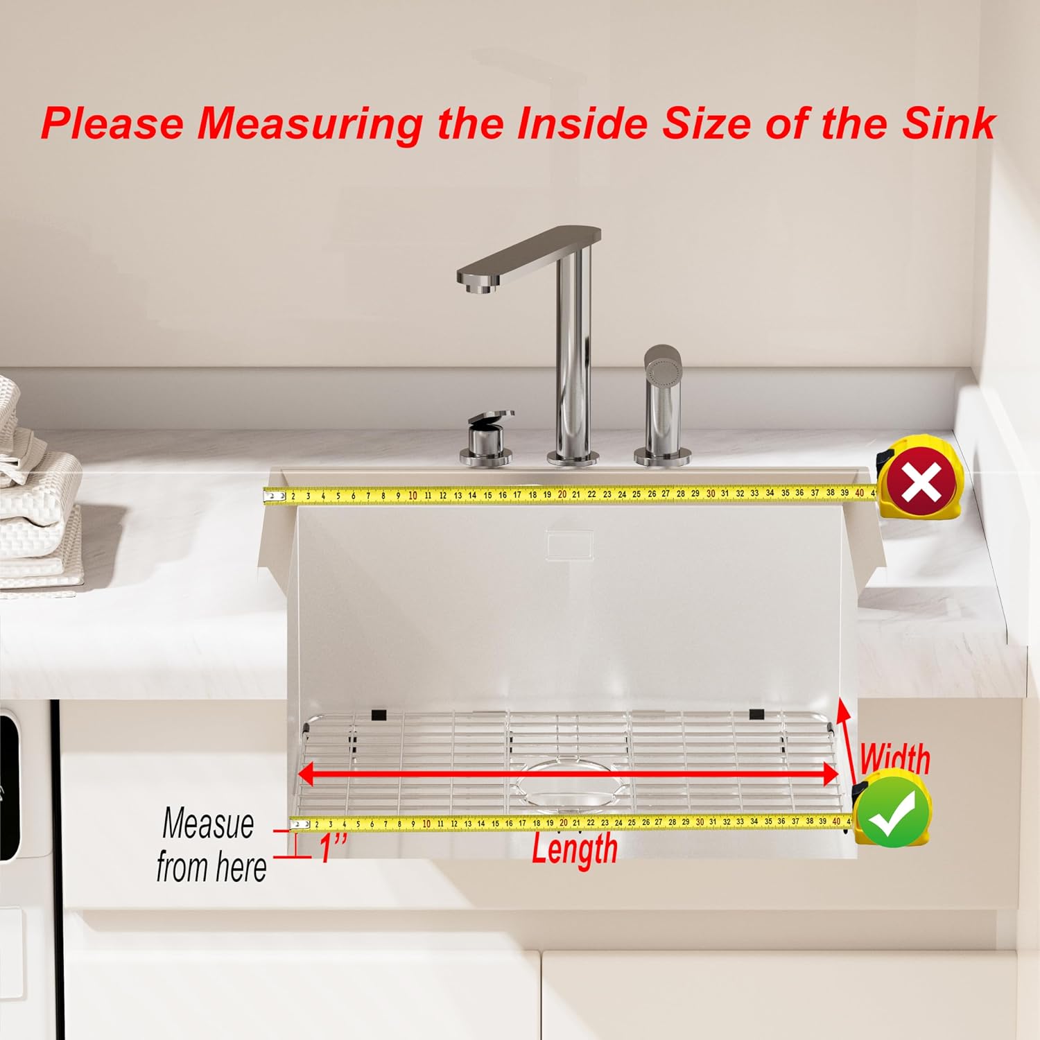 AUCT 14287 - iPEGTOP Sink Bottom Grid, Stainless Steel Sink Protector 26- - Image 4