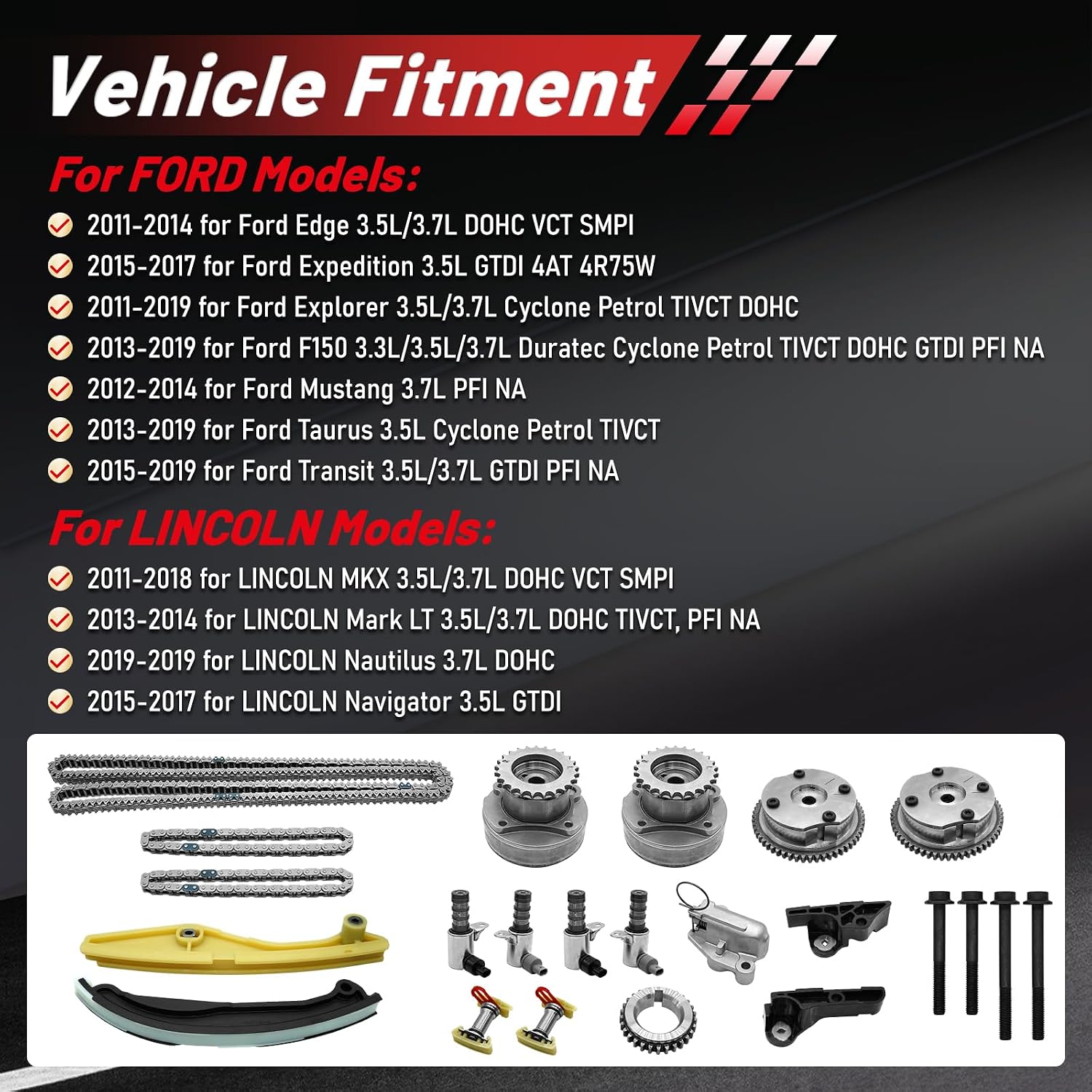 AUCT 14291 - $247 90738S Timing Chain Kit with Cam Timing Sprocket & 4Pcs - Image 2