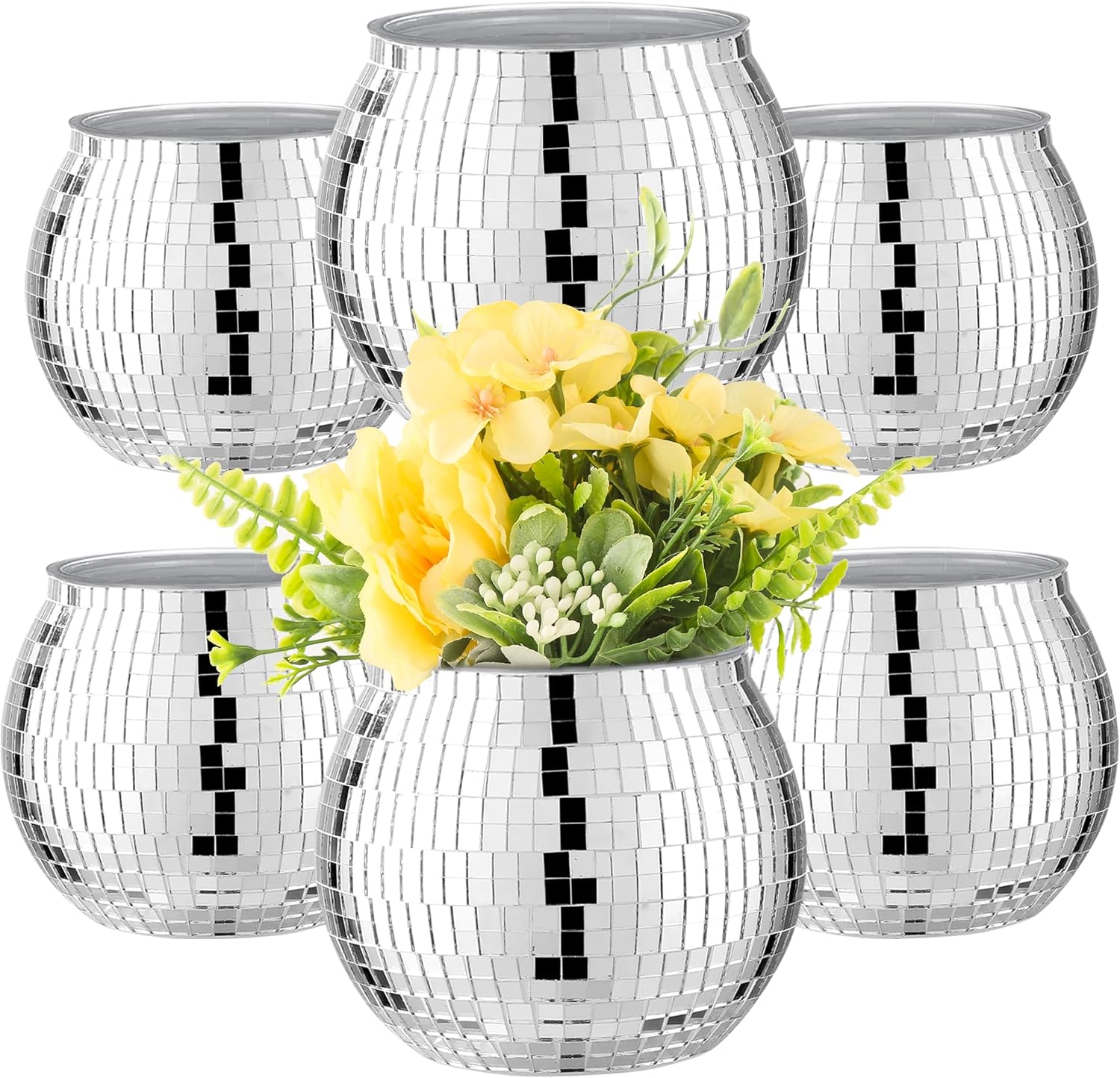 AUCT 12637 - 6 Pcs Disco Ball Vase Disco Ball Planter for Centerpieces Di
