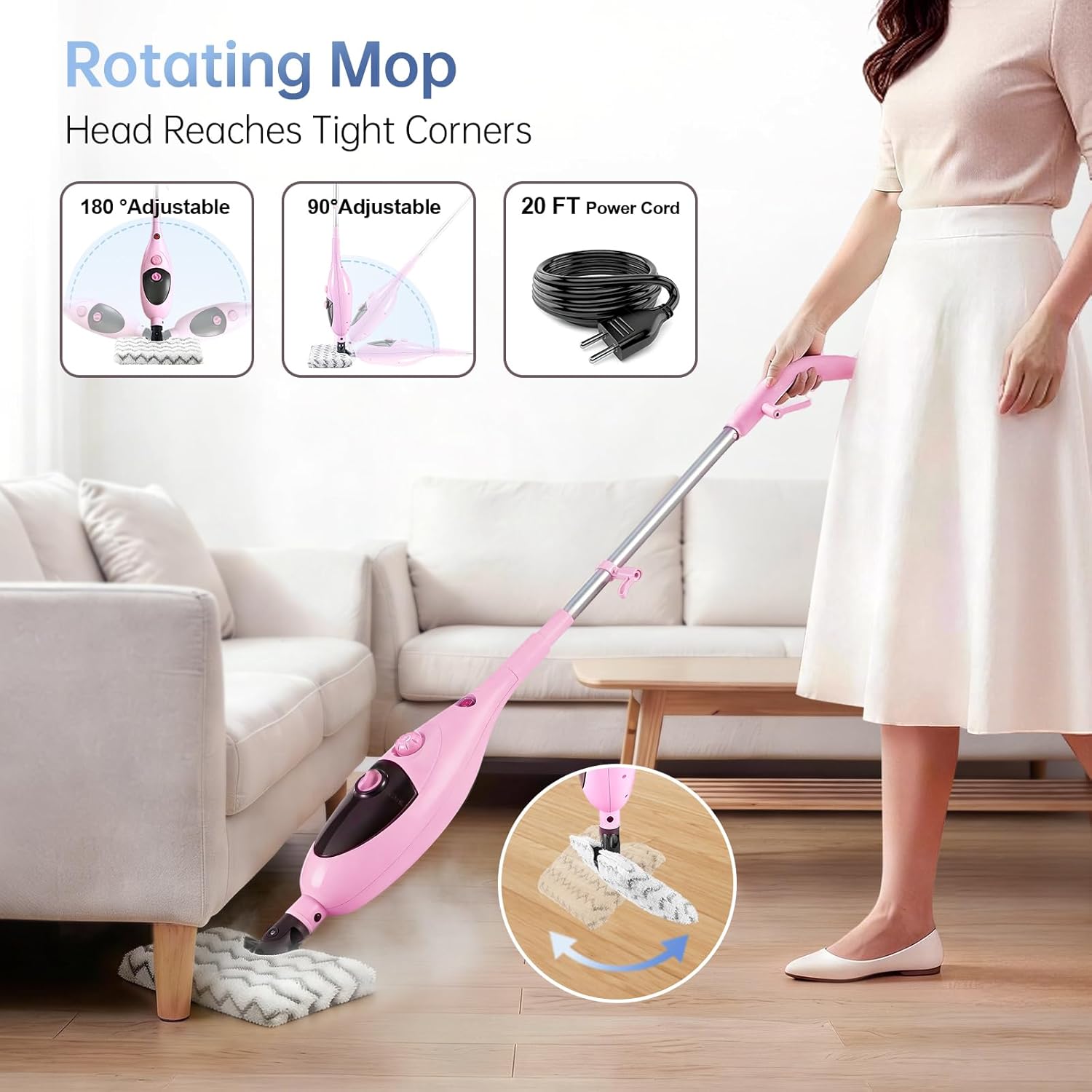 AUCT 13344 - $80 12-in-1 Steam Mop Cleaner, 15-Sec Fast Heat-Up, 1200W Fl - Image 3