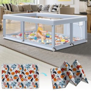 AUCT 12087 - $56 Fshibila 65"  50" Large Baby Playpen with Mat, Baby Play