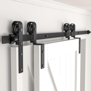 AUCT 13725 - $58 6FT Bypass Sliding Barn Door Hardware Kit, Combination T