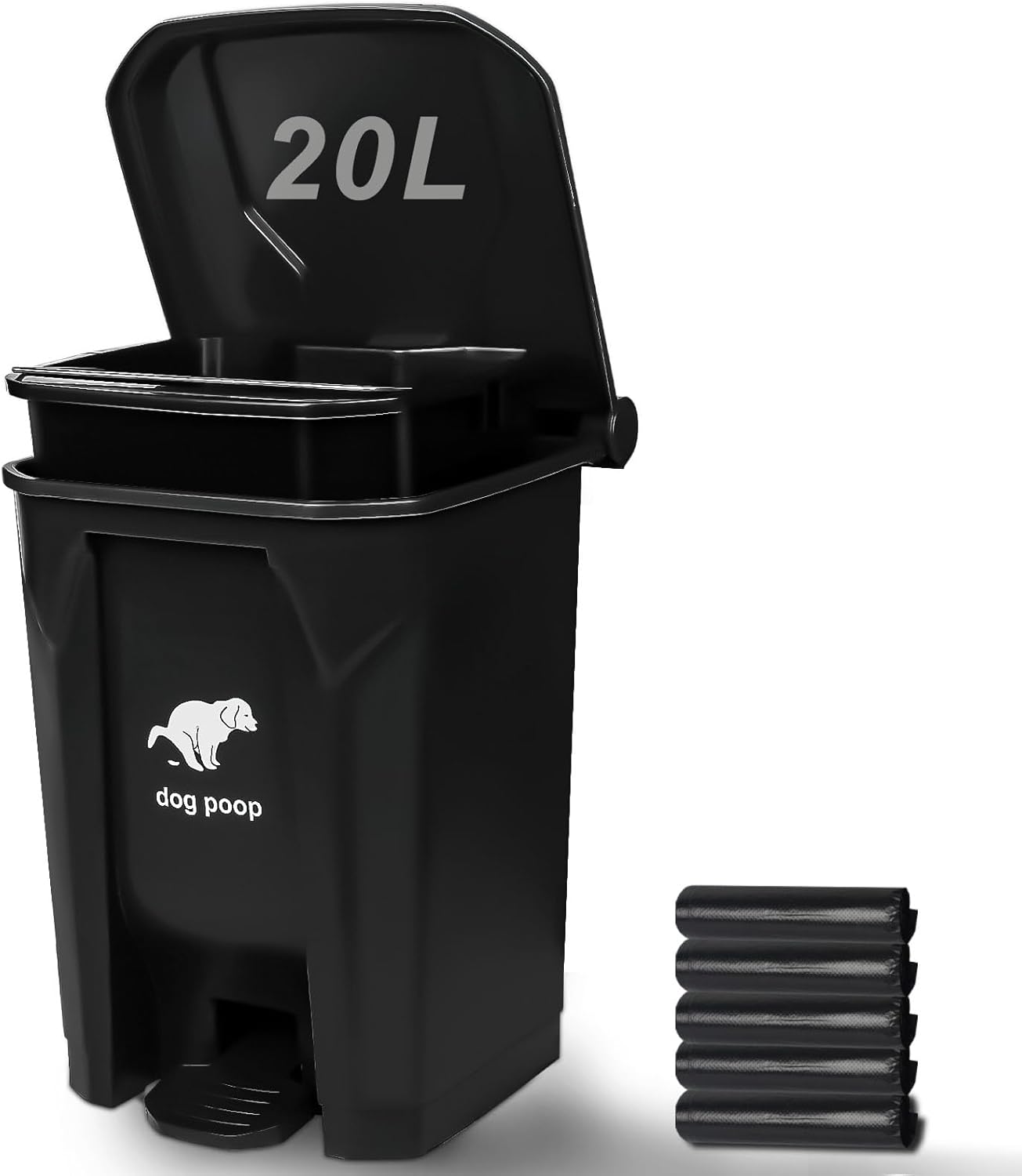 AUCT 12139 – $55 Dog Poop Trash Can Outside, 20L/5Gallon Pedal and Remova