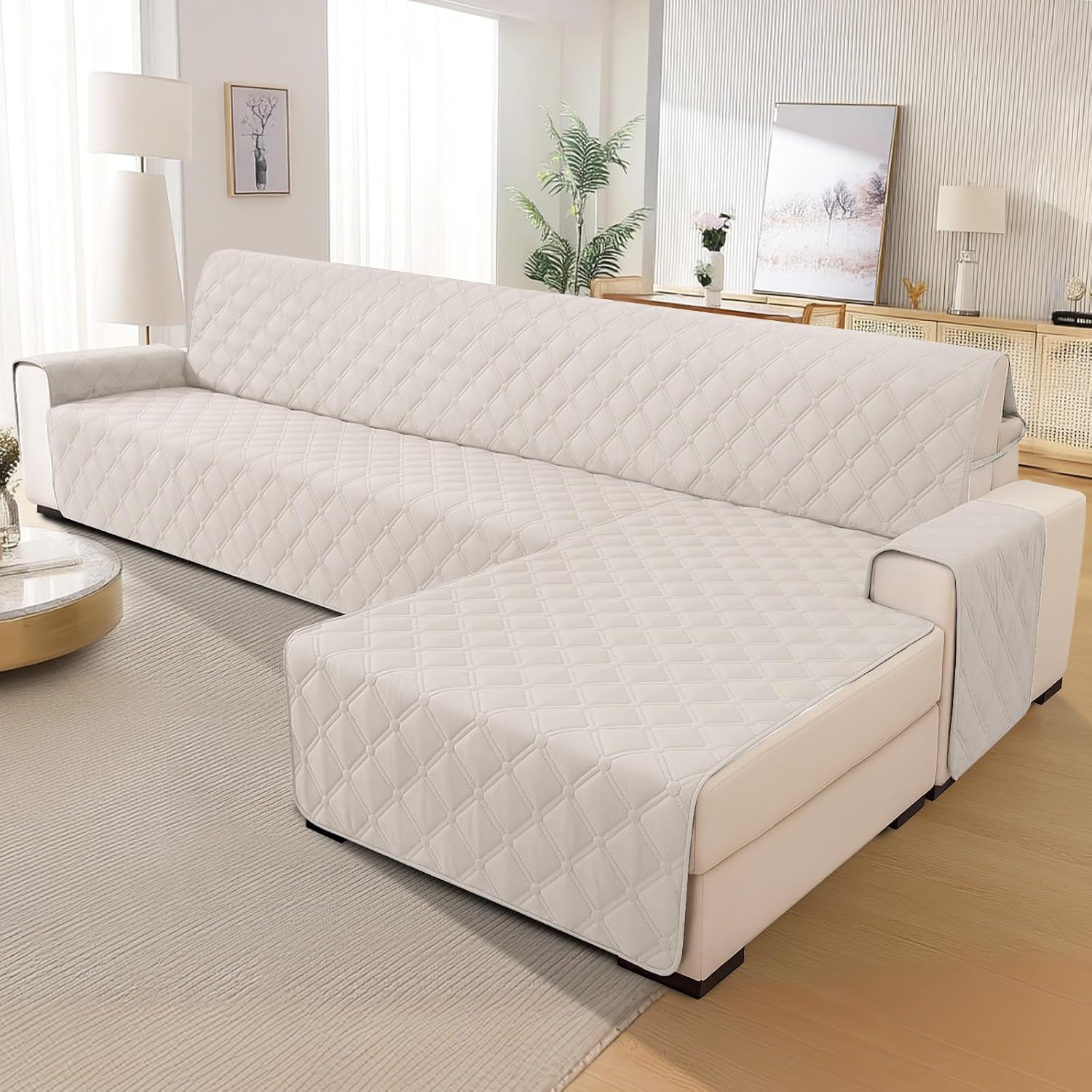 AUCT 13420 - XINEAGE 100% Waterproof Sectional Couch Covers L-Shaped Reve - Image 3