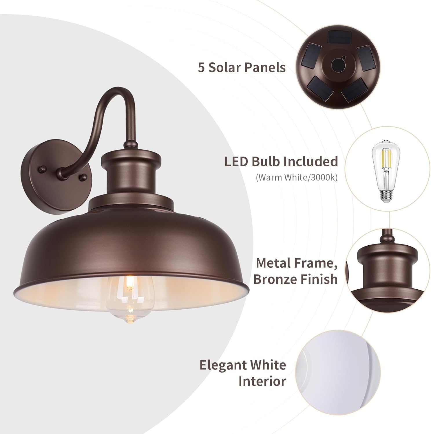 AUCT 13262 - $108 Solar Barn Lights for Outside, Outdoor Wall Light Solar - Image 3