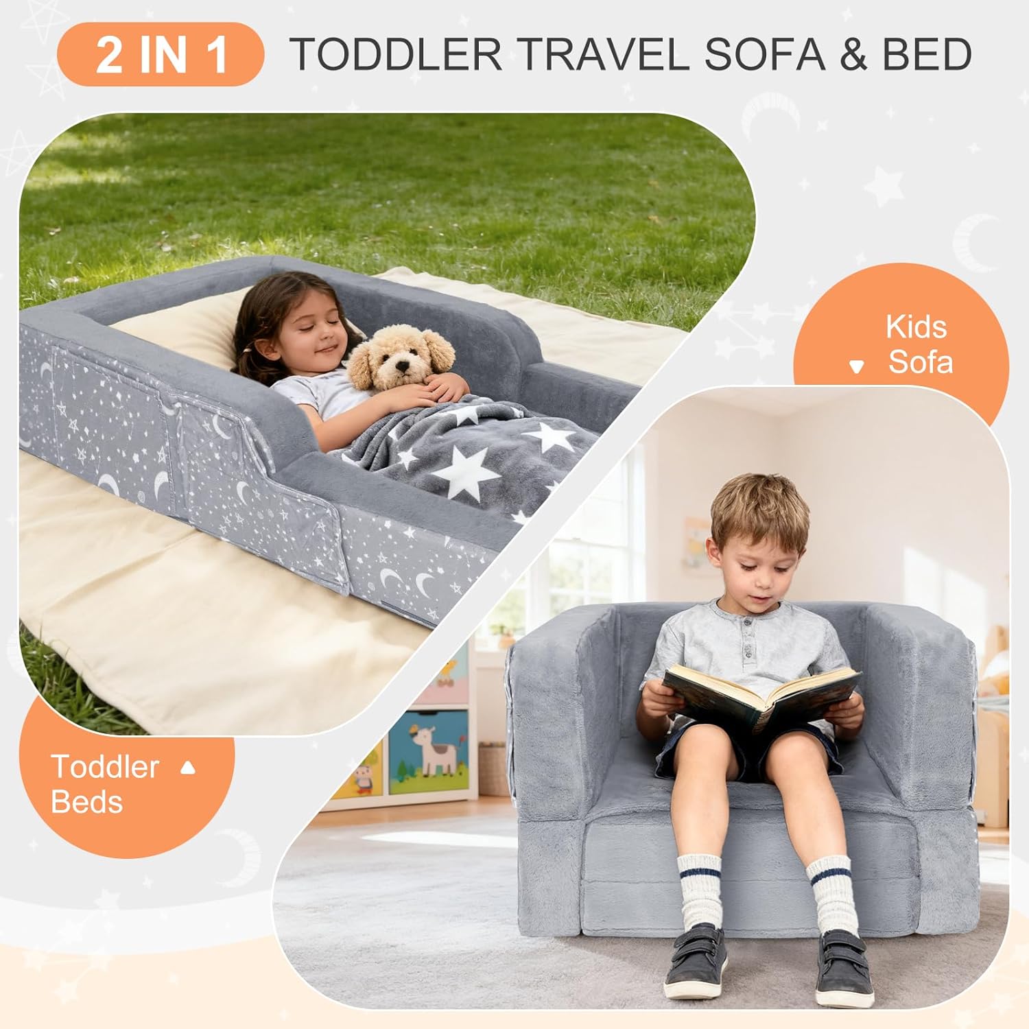 AUCT 13307 - $92 Portable Toddler Travel Bed, 2 in 1 Foldable Toddler Bed - Image 2