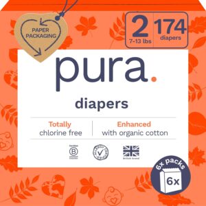 AUCT 13416 - $53 Pura Hypoallergenic Diapers Size 2 (7-13 lbs) Monthly Pa