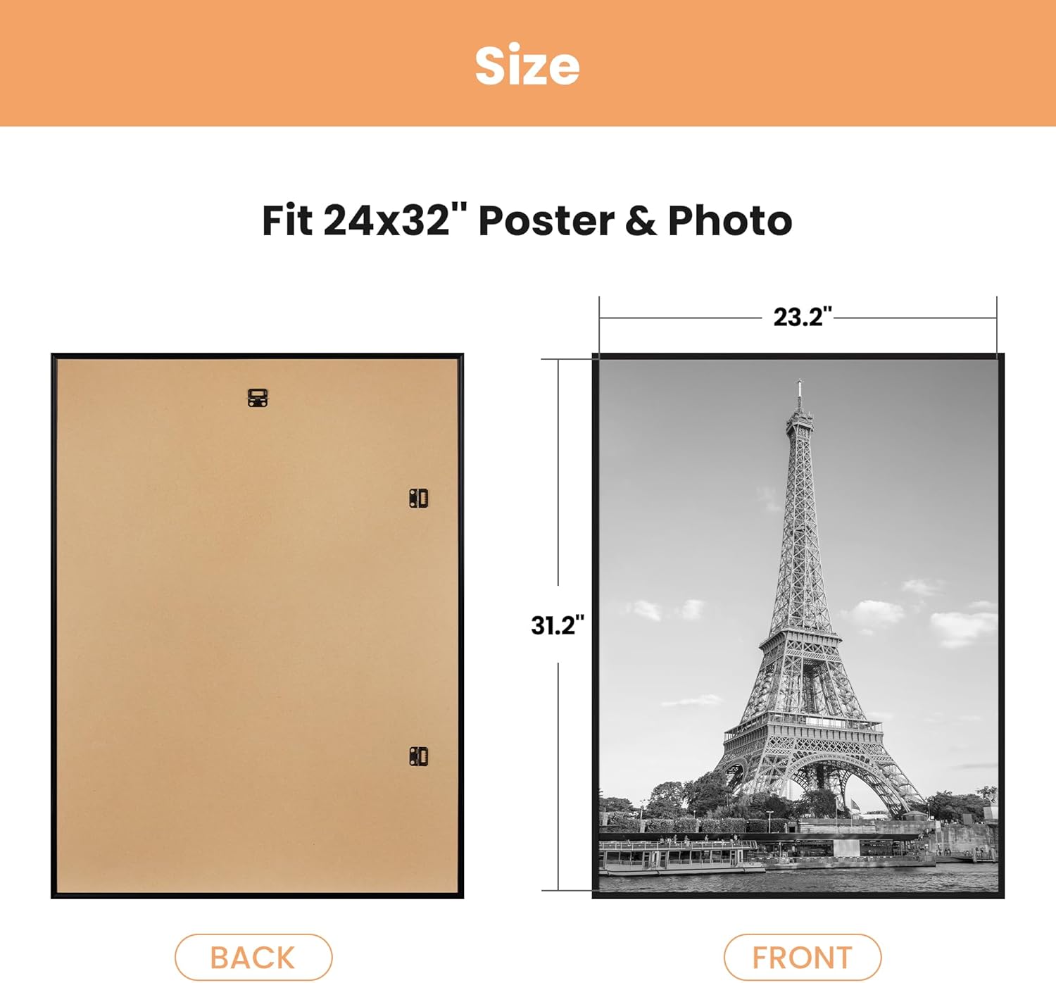 AUCT 13326mm - upsimples 24x32 Poster Frame Black 3 Pack, Scratch-Proof Pic - Image 3