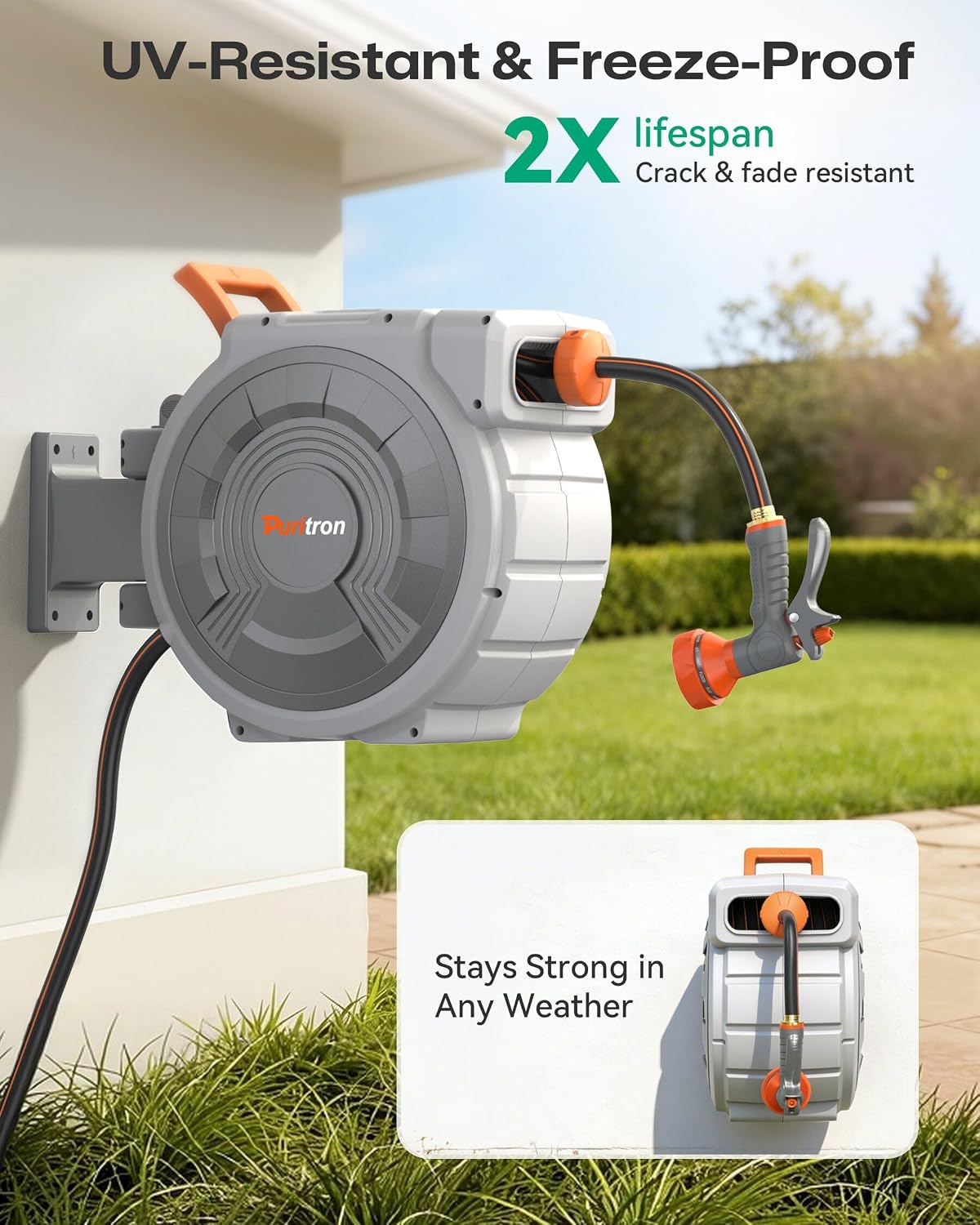 AUCT 14318 - $69 Retractable Garden Hose Reel 85 ft x 1/2 inch, Heavy Dut - Image 2
