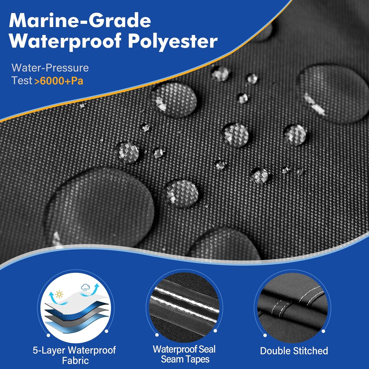 AUCT 14268 - $100 1200D Waterproof Boat Cover - Fits 17' to 19' ft Bass, - Image 2