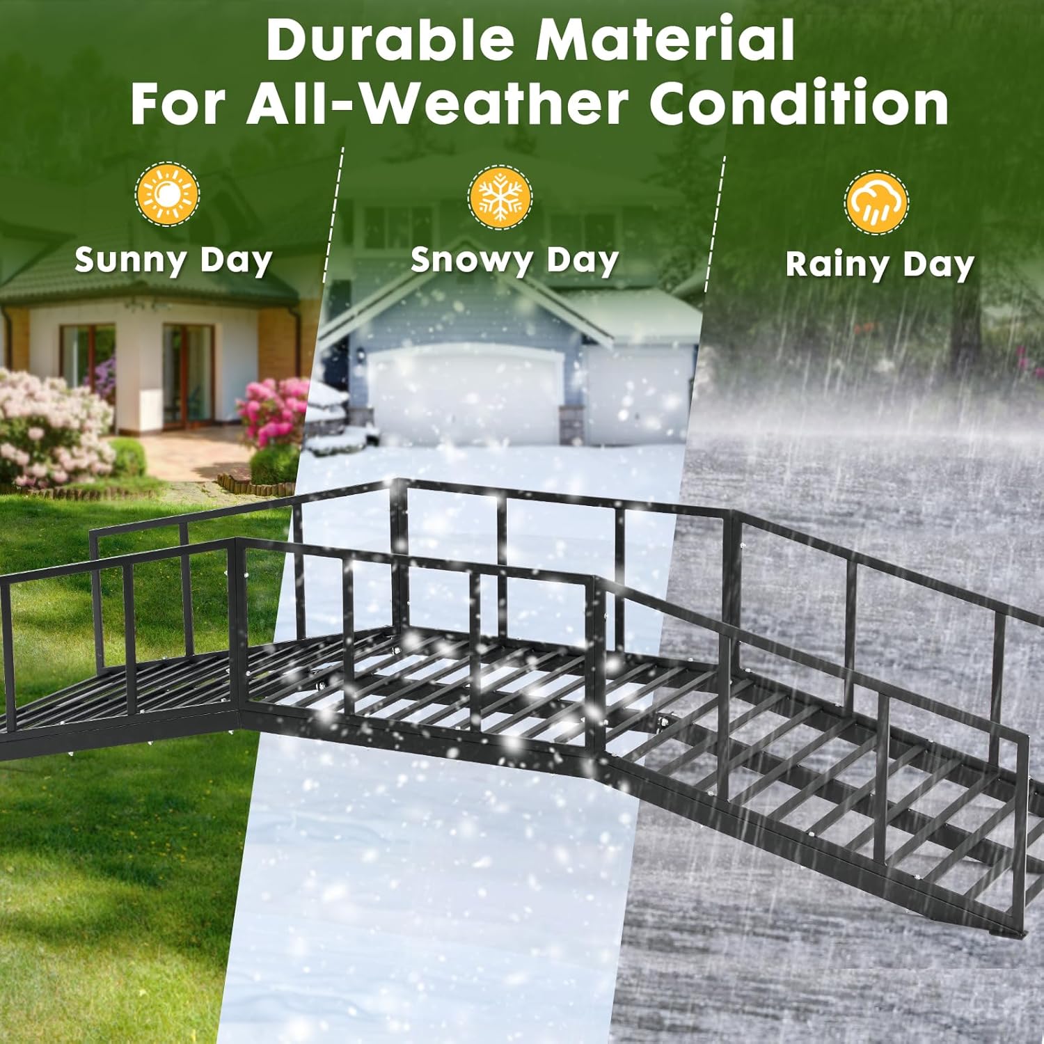 AUCT 13261 - $176 OLBRUS Metal Garden Bridge 8 FT with 4 Ground Stakes, 7 - Image 2