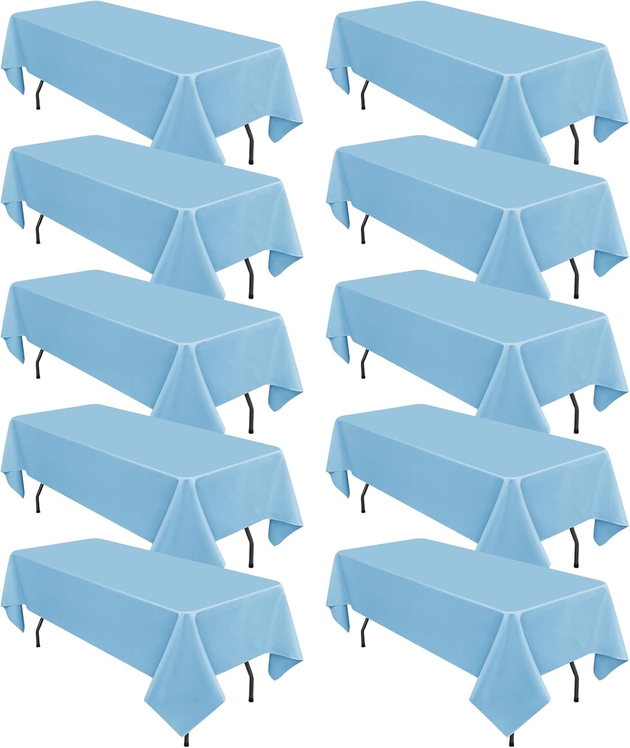 AUCT 13432 - $107 10 Pack Light Blue Tablecloths for 6 Foot Rectangle Tab