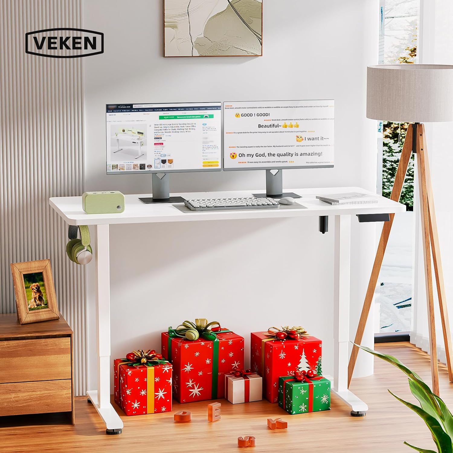 AUCT 14311 - $99 Veken 55 Inch Large Electric Standing Desk,Sit to Stand - Image 2