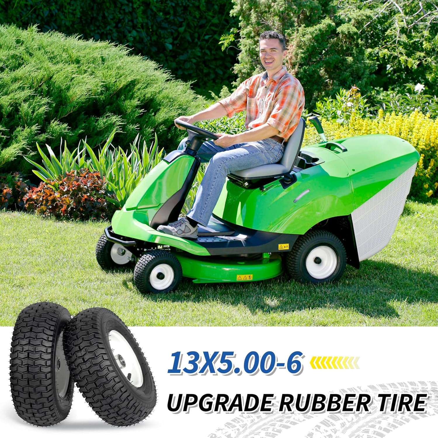 AUCT 12825 - GICOOL 13x5.00-6 Rubber Lawn Mower Tire and Wheel, 2 Pcs Rep - Image 4