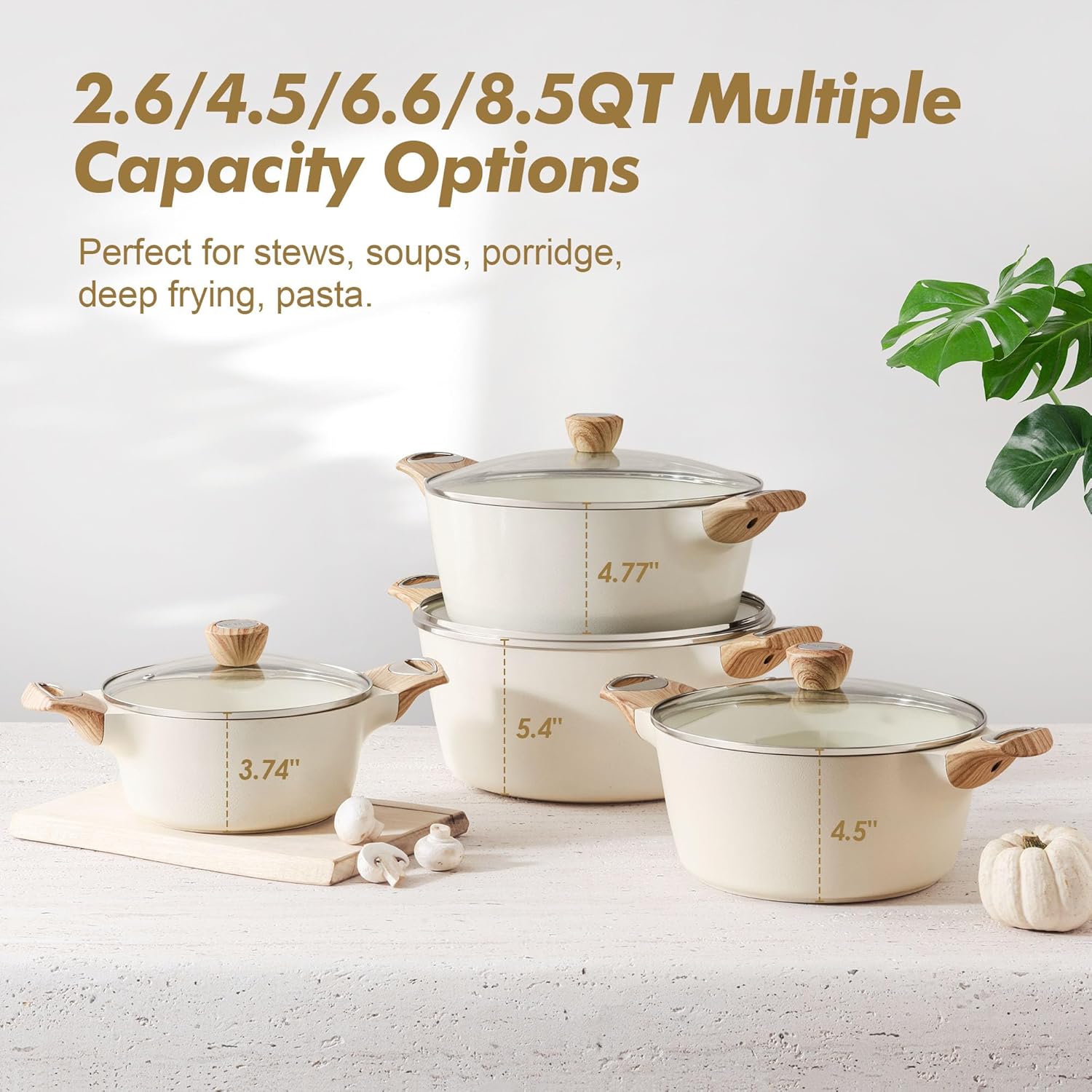 AUCT 13297 - $80 SENSARTE Ceramic Nonstick Stock Pot with Lid, 2.6/4.5/6. - Image 4