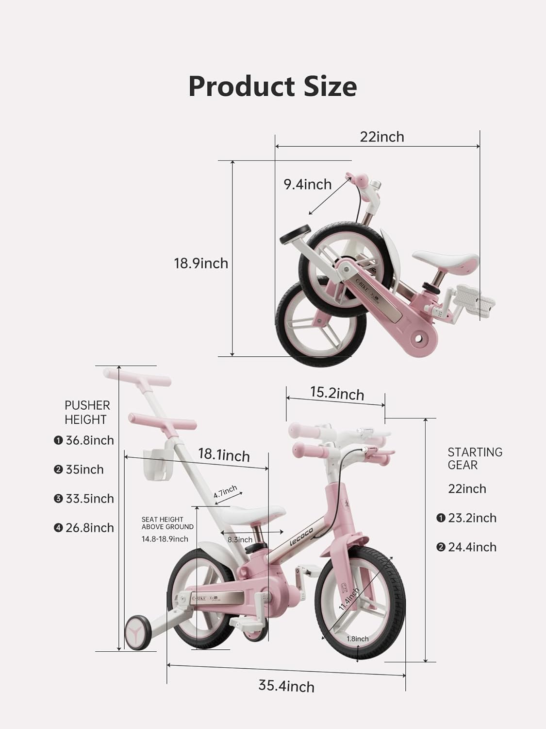 AUCT 12078 - $120 lecoco Upgraded Toddler Bike with Push Handle 6 in 1 fo - Image 3