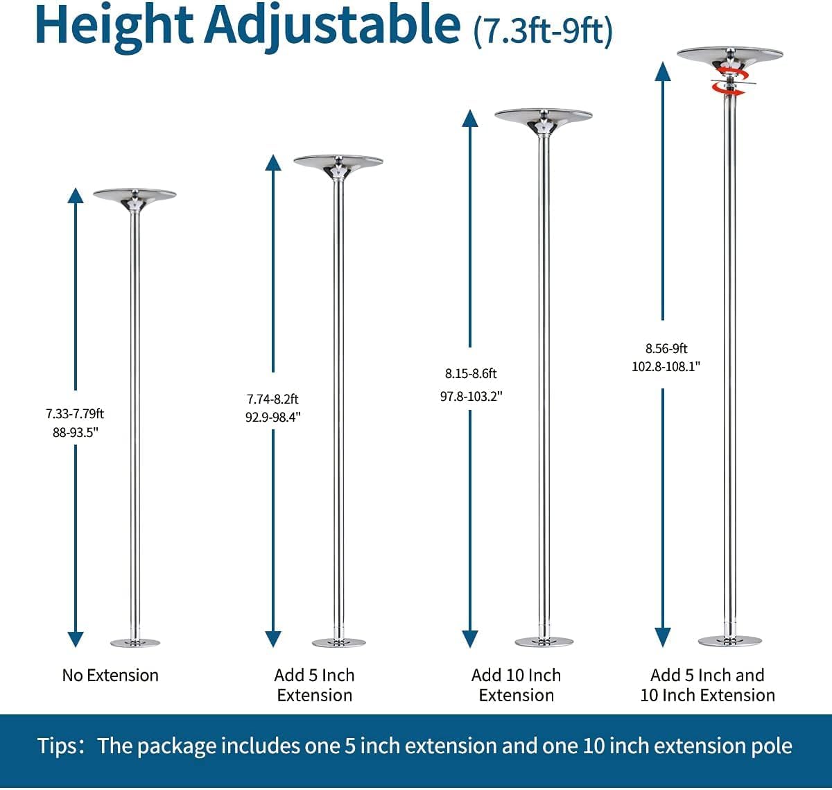 AUCT 14194 - $122 UMEKEN Spinning Static Dance Pole Portable | Height Adj - Image 3