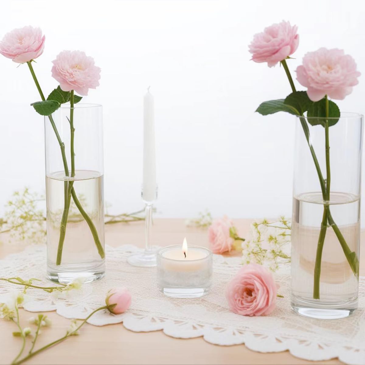AUCT 13425 - 25 Pack Glass Vases for Centerpieces, 8 Inch Tall Small Clea - Image 4