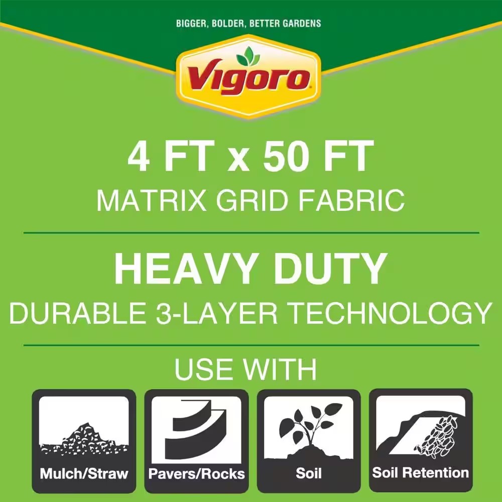 AUCT 12749 - Vigoro 4 ft. x 50 ft. Heavy Duty Matrix Grid Landscape Fabri - Image 2