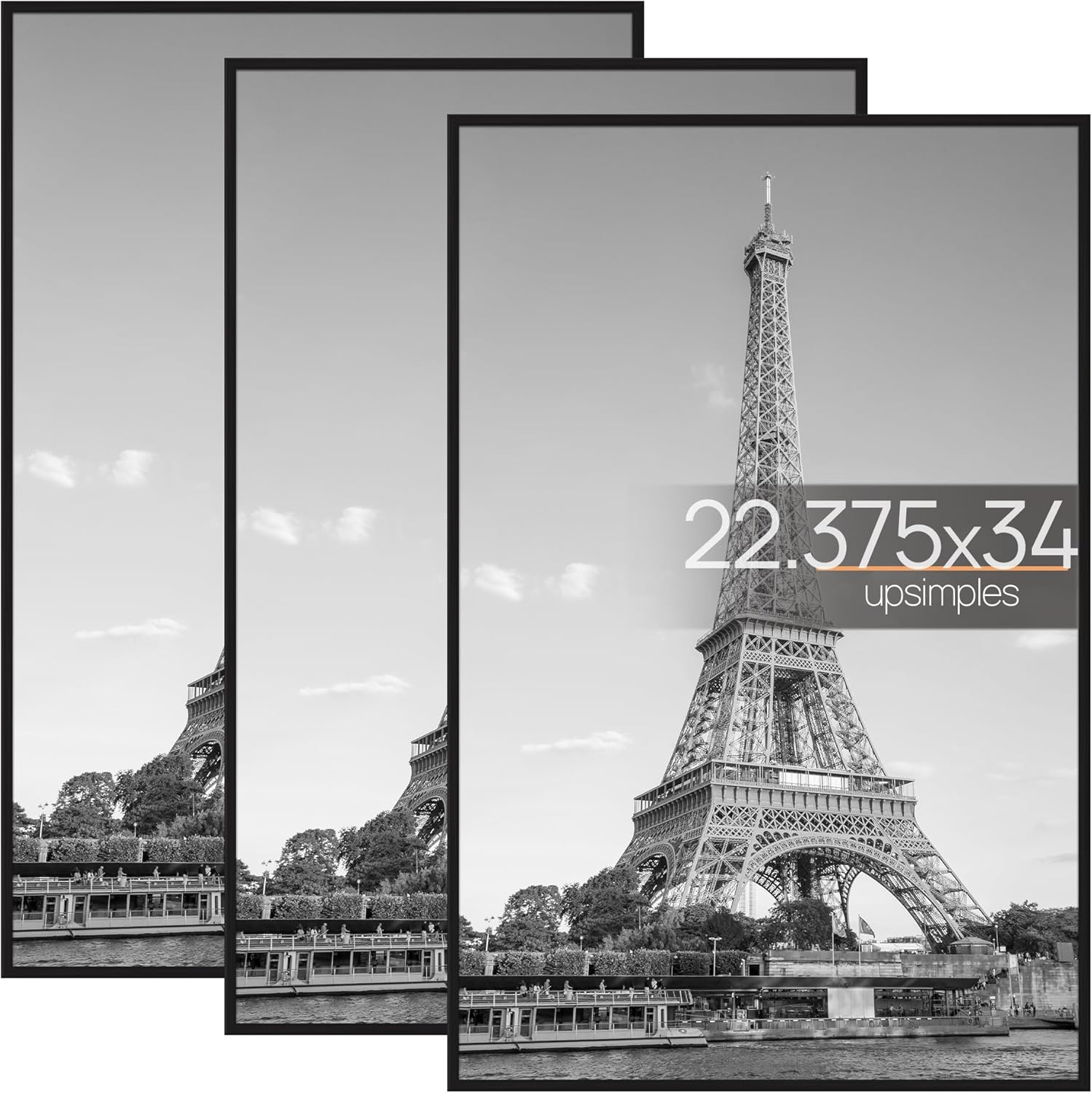 AUCT 14379mm - upsimples 22.375 x 34 Poster Frame Black 3 Pack, Scratch-Pro
