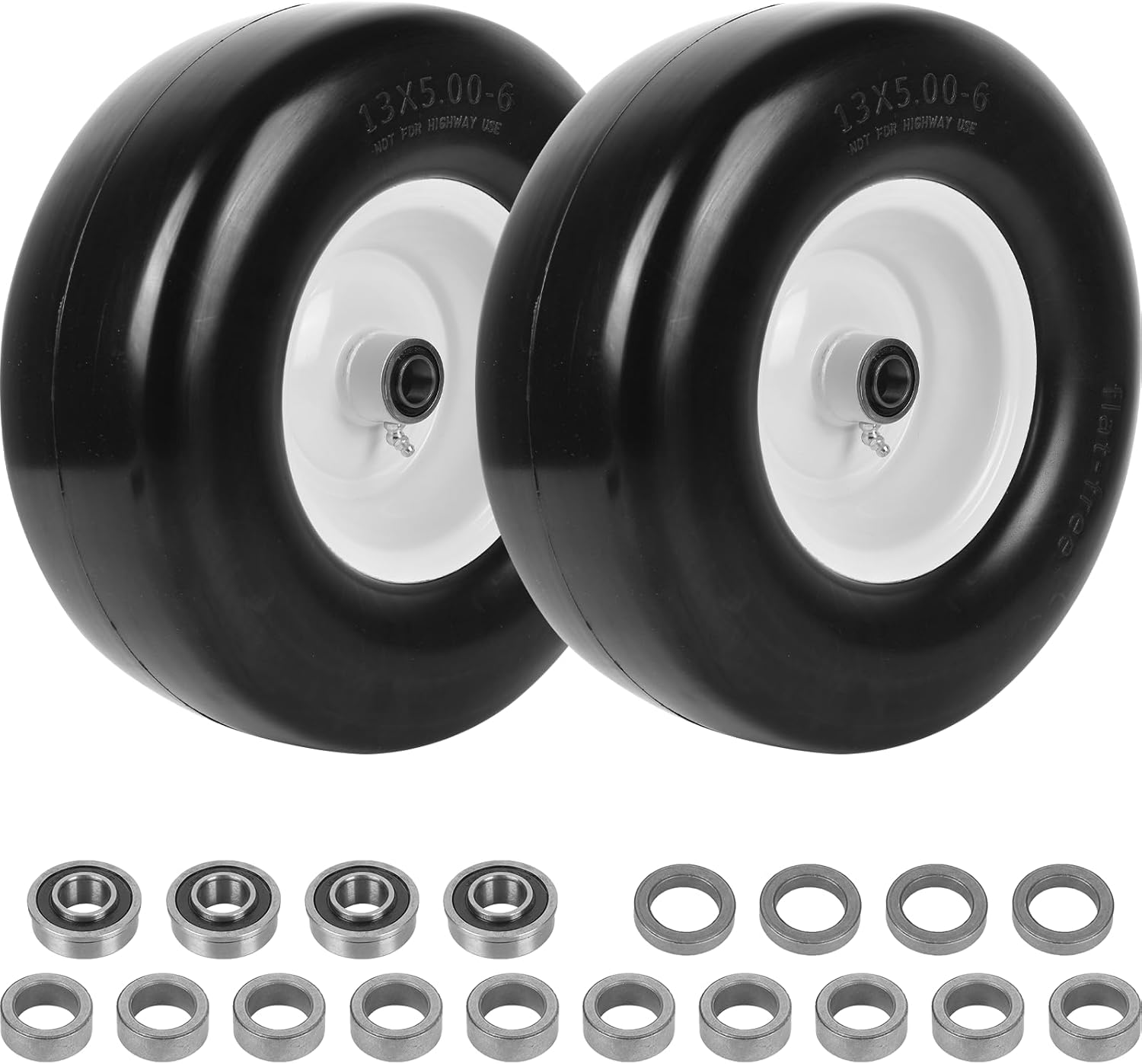 AUCT 13822 - $70 AR-PRO (2 Pack) 13x5.00-6 Flat Free Tire and Wheel, Repl