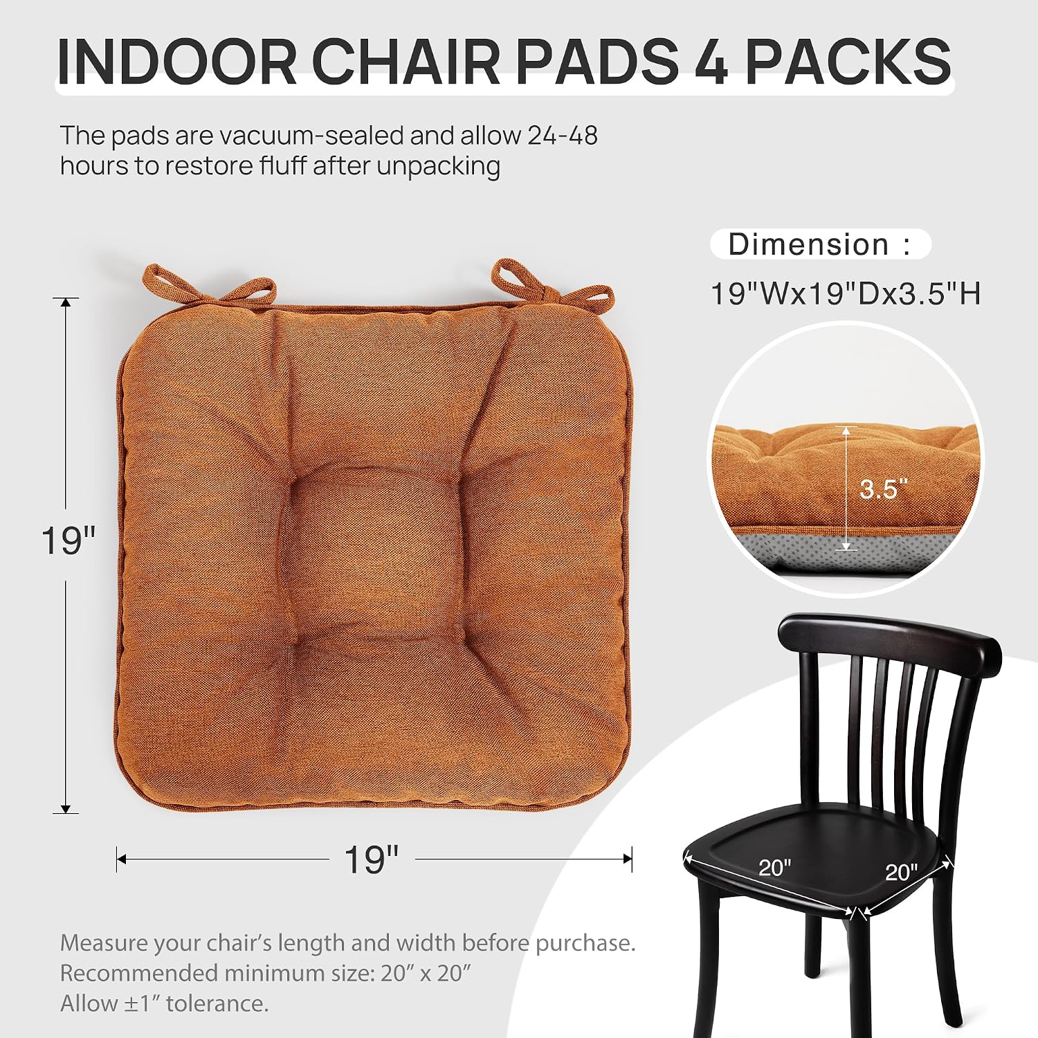 AUCT 13372 - $64 Love's cabin Memory Foam Chair Cushions Set of 4, 19"x19 - Image 2