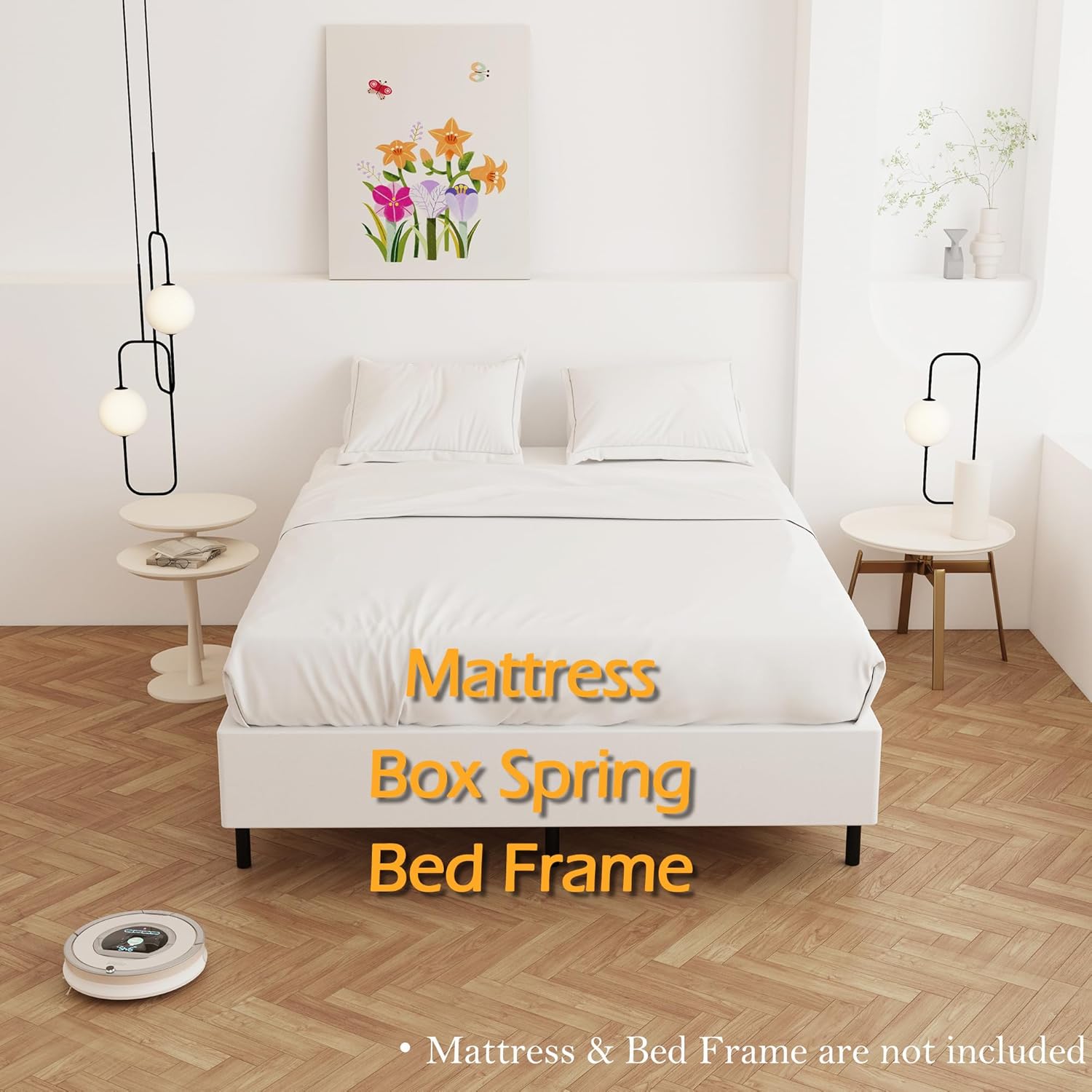 AUCT 14328 - $83 Maenizi 9 Inch Box Spring for Queen Bed, Heavy Duty Meta - Image 3