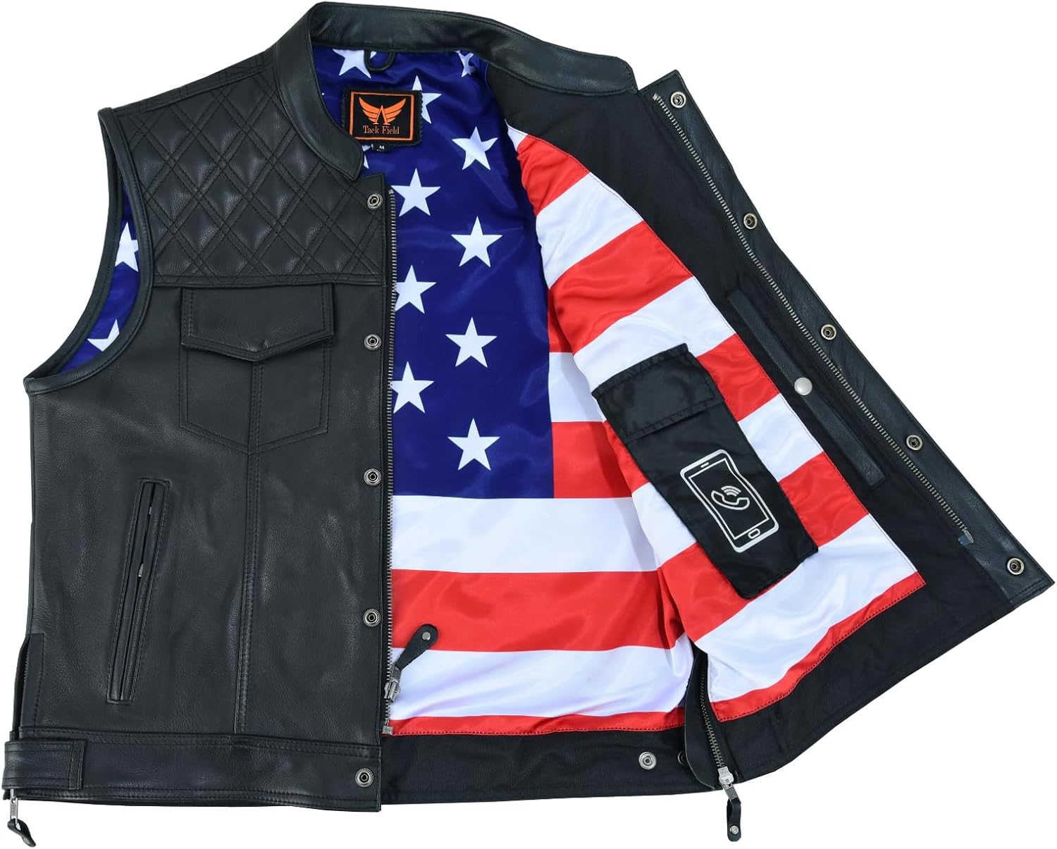 AUCT 14009 - $87 Men's Leather Motorcycle Vest Club Style Biker Vest wi - Image 4