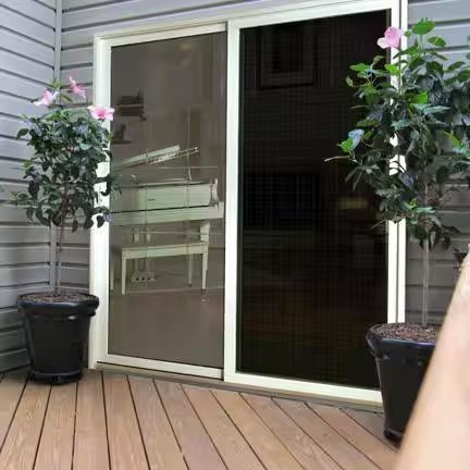 AUCT 14389m - 30 in. x 80 in. Adjustable Fit White Metal Sliding Patio Scr - Image 3