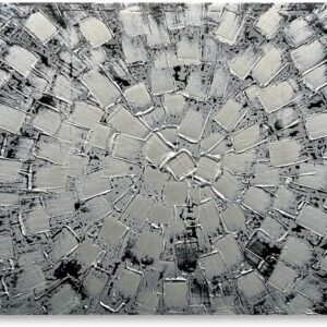 AUCT 14376mm - $140 Extra Large Wall Art Abstract Black Silver Squares Canv