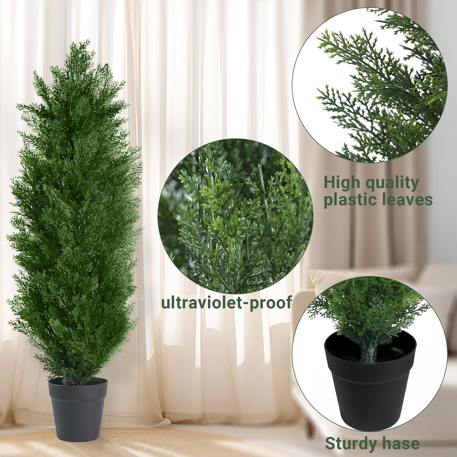 AUCT 14275 - 3FT Artificial Topiary Cedar Trees, Fake Cedar Plant with Po - Image 2