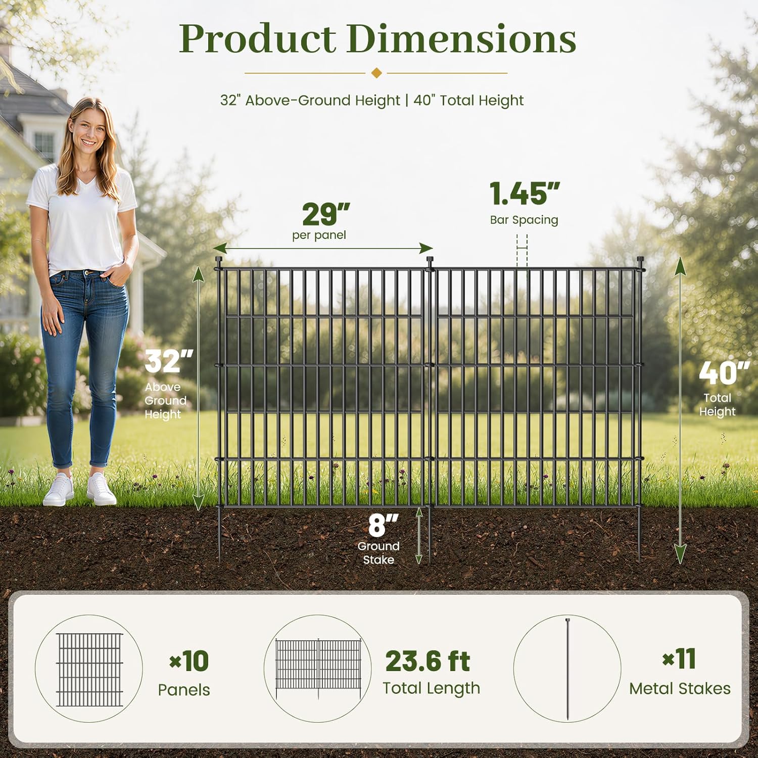 AUCT 13793m - $136 10 Panels No Dig Decorative Outdoor Garden Fence with G - Image 2
