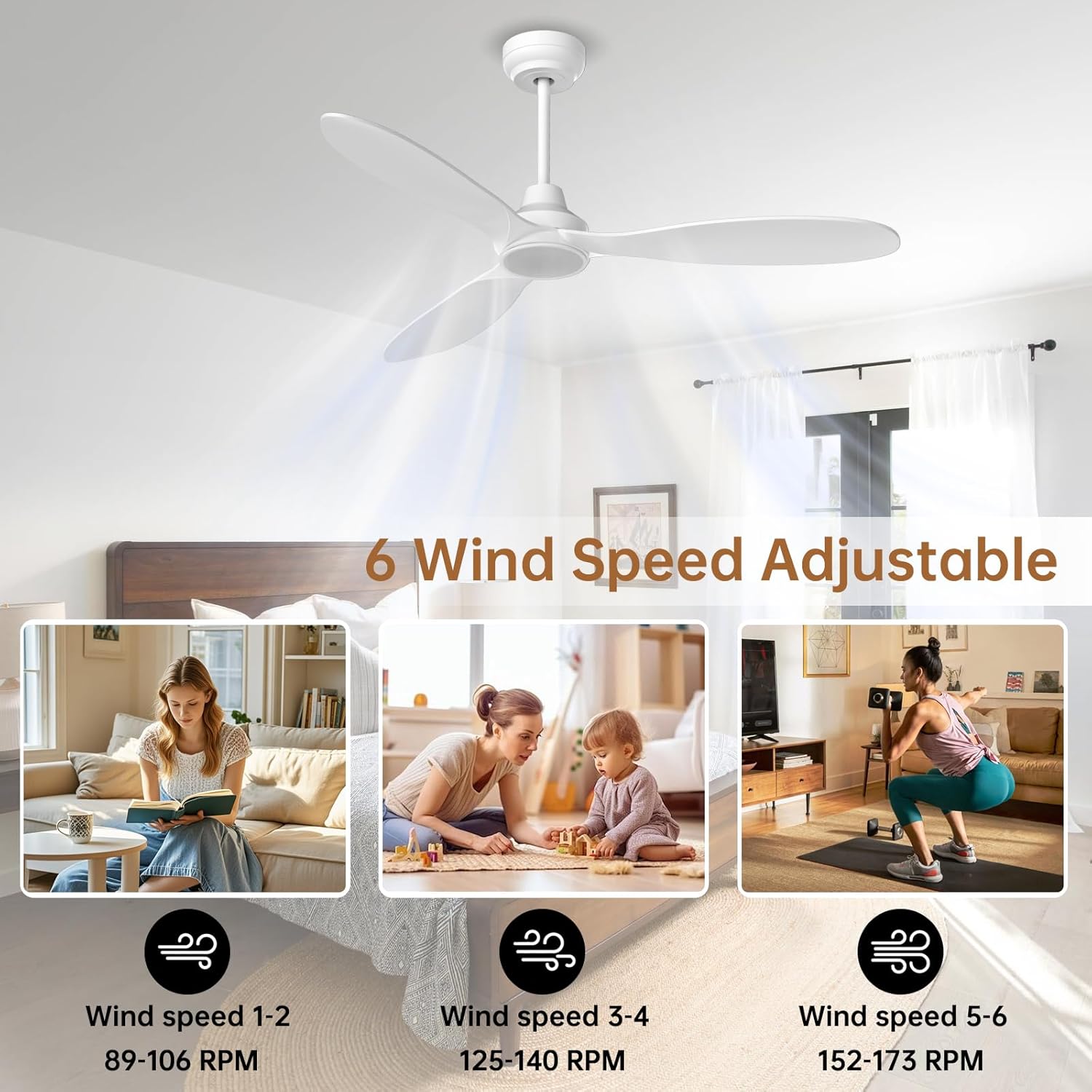AUCT 12335 - $140 Ovlaim 52 Inch White Ceiling Fans with Lights and Remot - Image 2