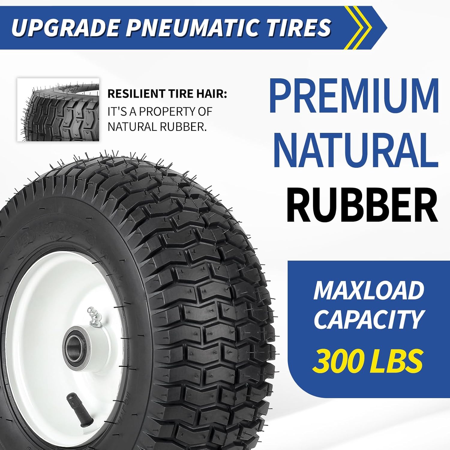 AUCT 12825 - GICOOL 13x5.00-6 Rubber Lawn Mower Tire and Wheel, 2 Pcs Rep - Image 3