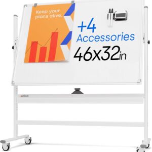 AUCT 14372mm - $130 Rolling Dry Erase Board 46 x 32 - Large Portable Magnet